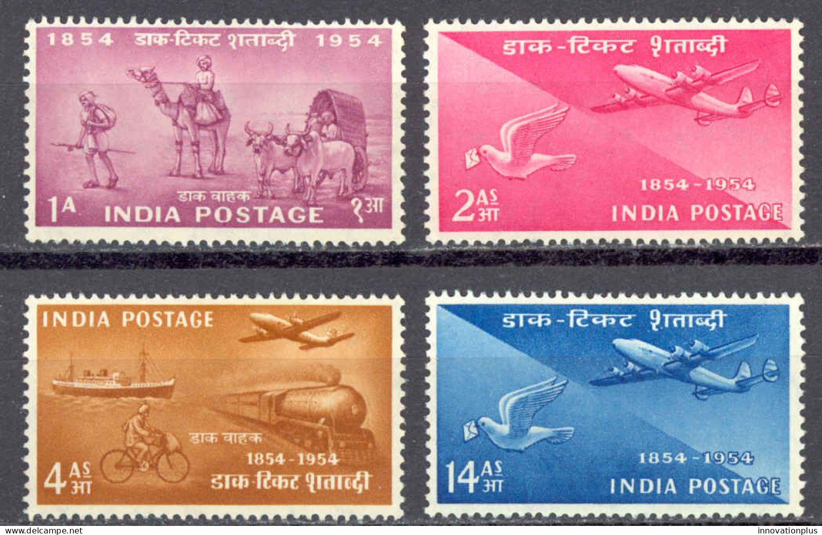 India Sc# 248-251 MH 1954 Postage Stamps 100th - Neufs