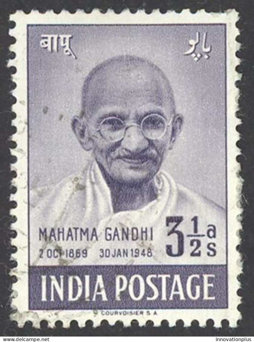 India Sc# 204 Used (a) 1948 3 1/2a Mahatma Gandhi - Usados