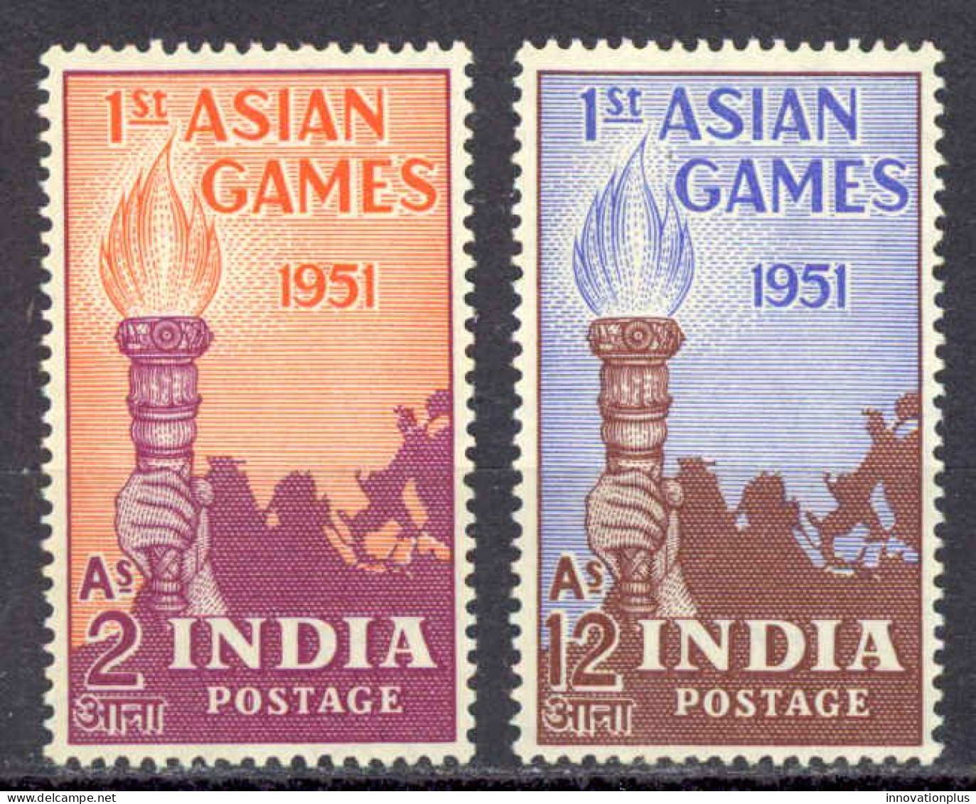 India Sc# 233-234 MH 1951 1st Asian Games - Neufs