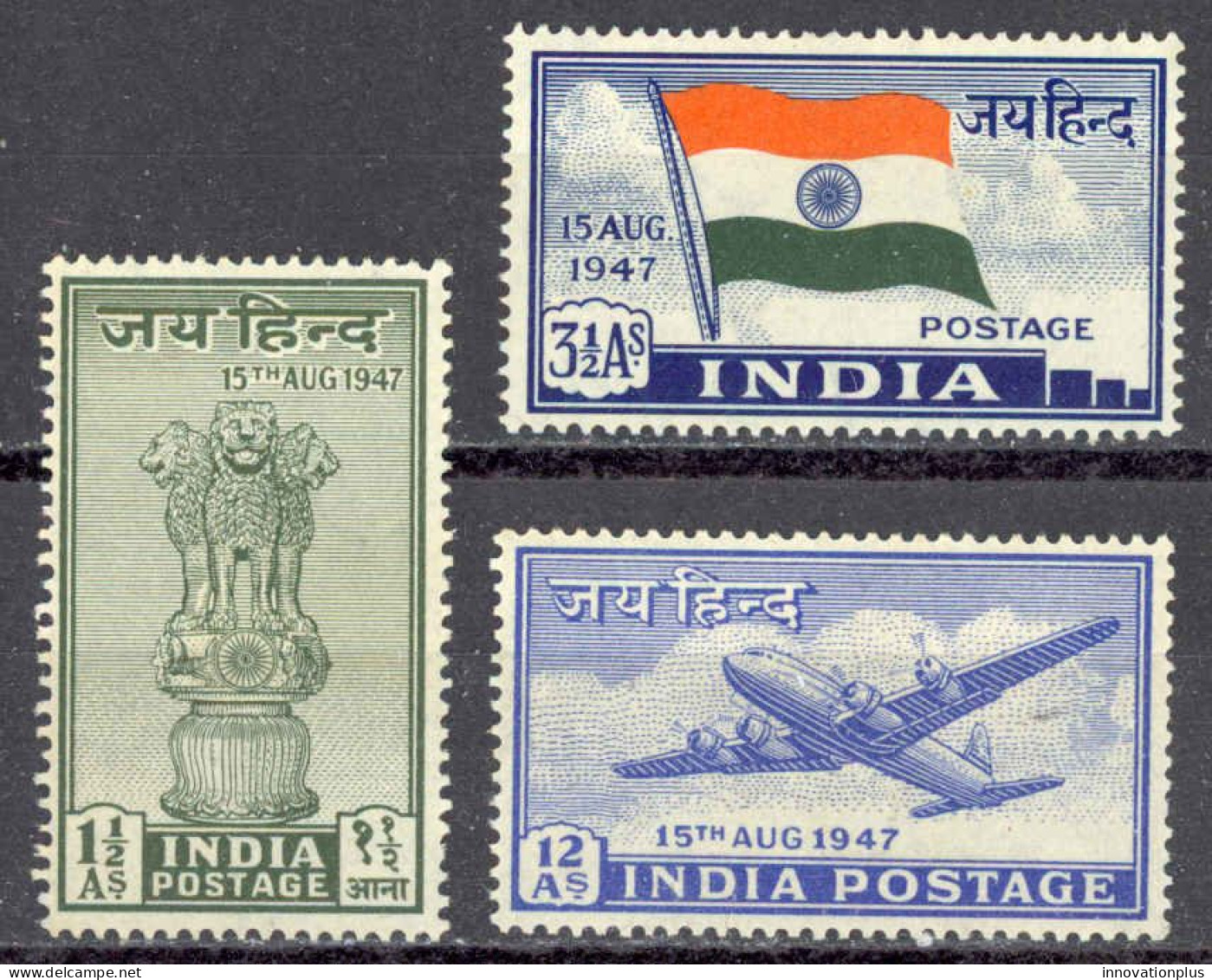 India Sc# 200-202 MH 1947 Dominion Issue - Nuovi