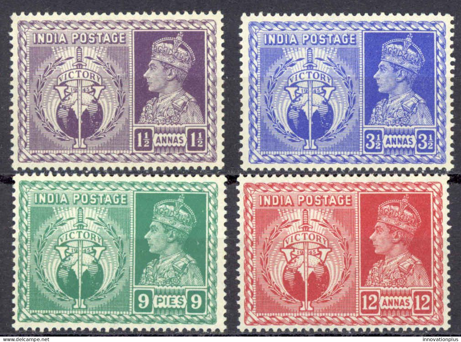 India Sc# 195-198 MNH 1946 Victory Issue - 1936-47 Koning George VI