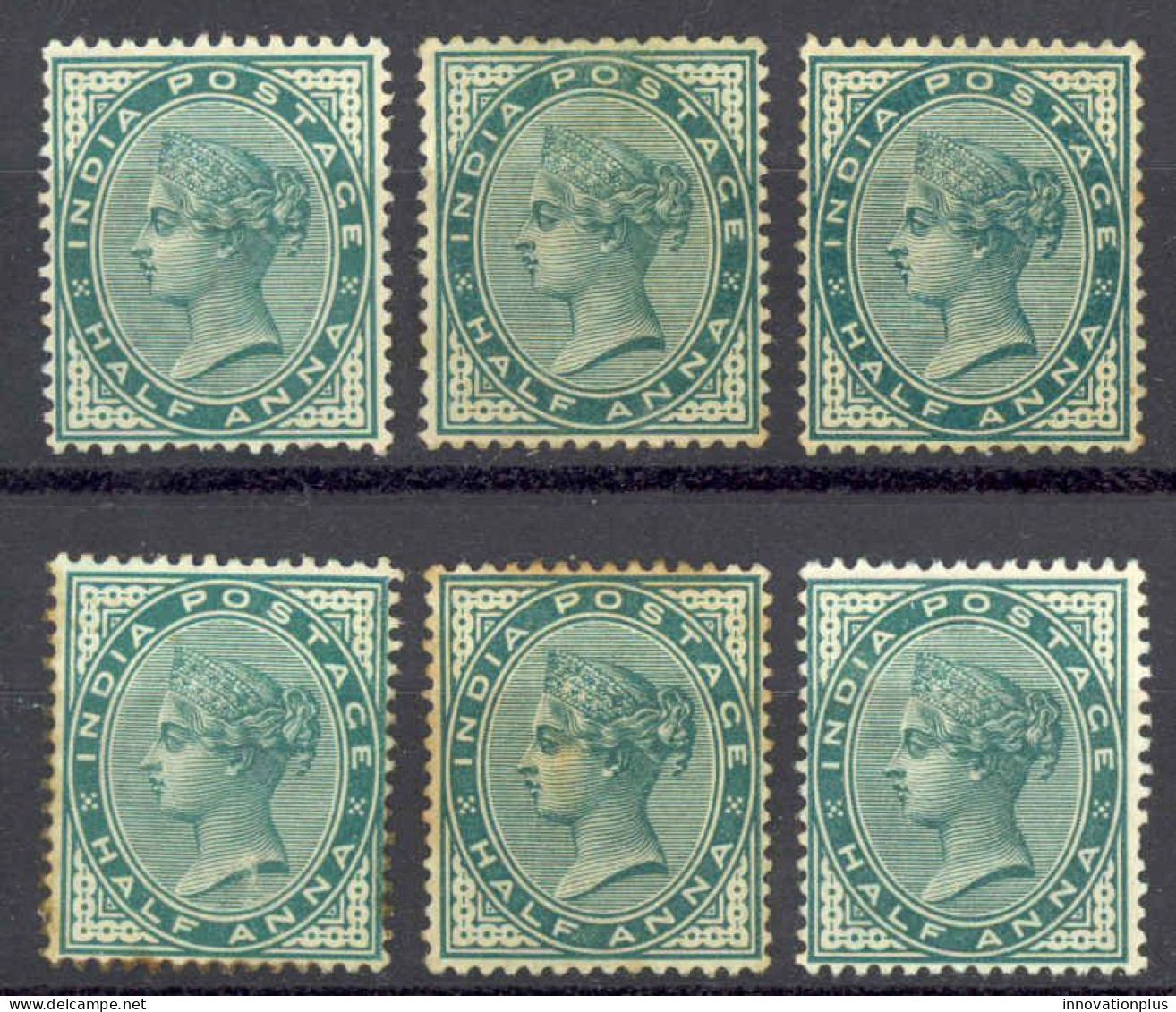 India Sc# 36 MH Lot/6 1882-1887 1/2a Queen Victoria  - 1882-1901 Impero
