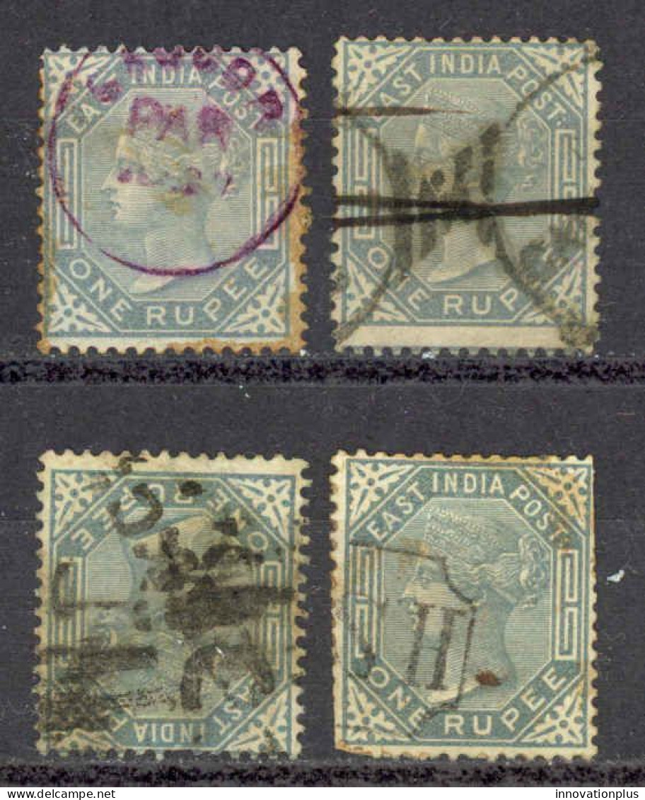 India Sc# 35 Used Lot/4 1874 1r Queen Victoria  - 1858-79 Kolonie Van De Kroon