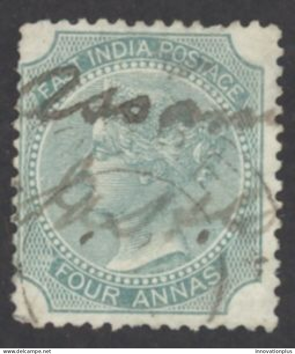 India Sc# 26 Used (b) 1866-1868 4a Green Queen Victoria  - 1858-79 Kolonie Van De Kroon