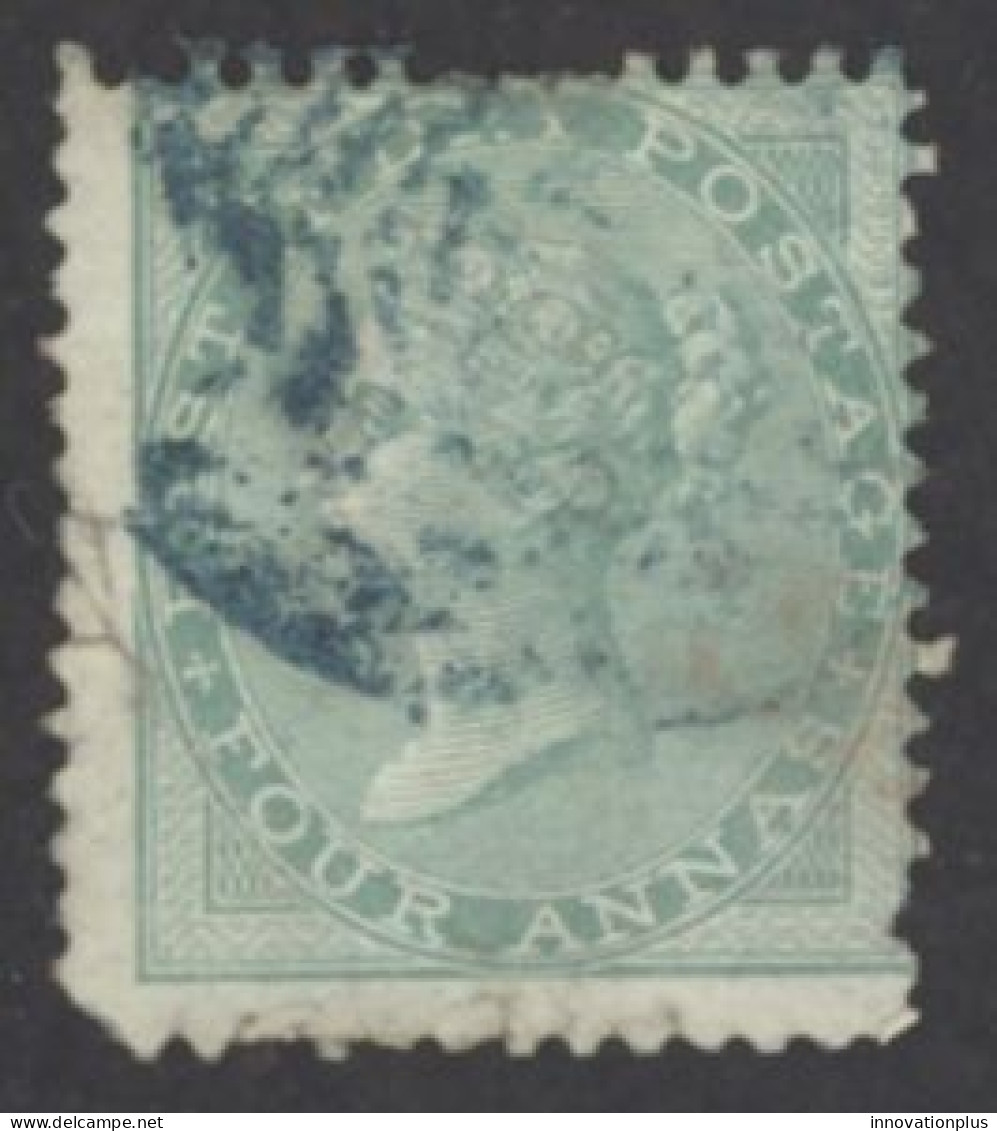 India Sc# 24 Used (a) 1865-1867 4a Queen Victoria  - 1858-79 Crown Colony