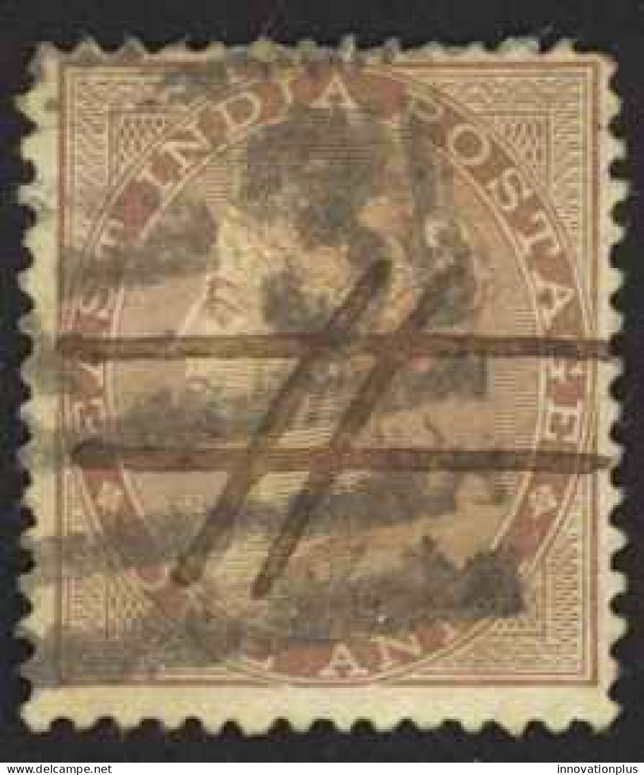 India Sc# 12 Used (a) 1855-1864 1a Brown Queen Victoria  - 1858-79 Compañia Británica Y Gobierno De La Reina