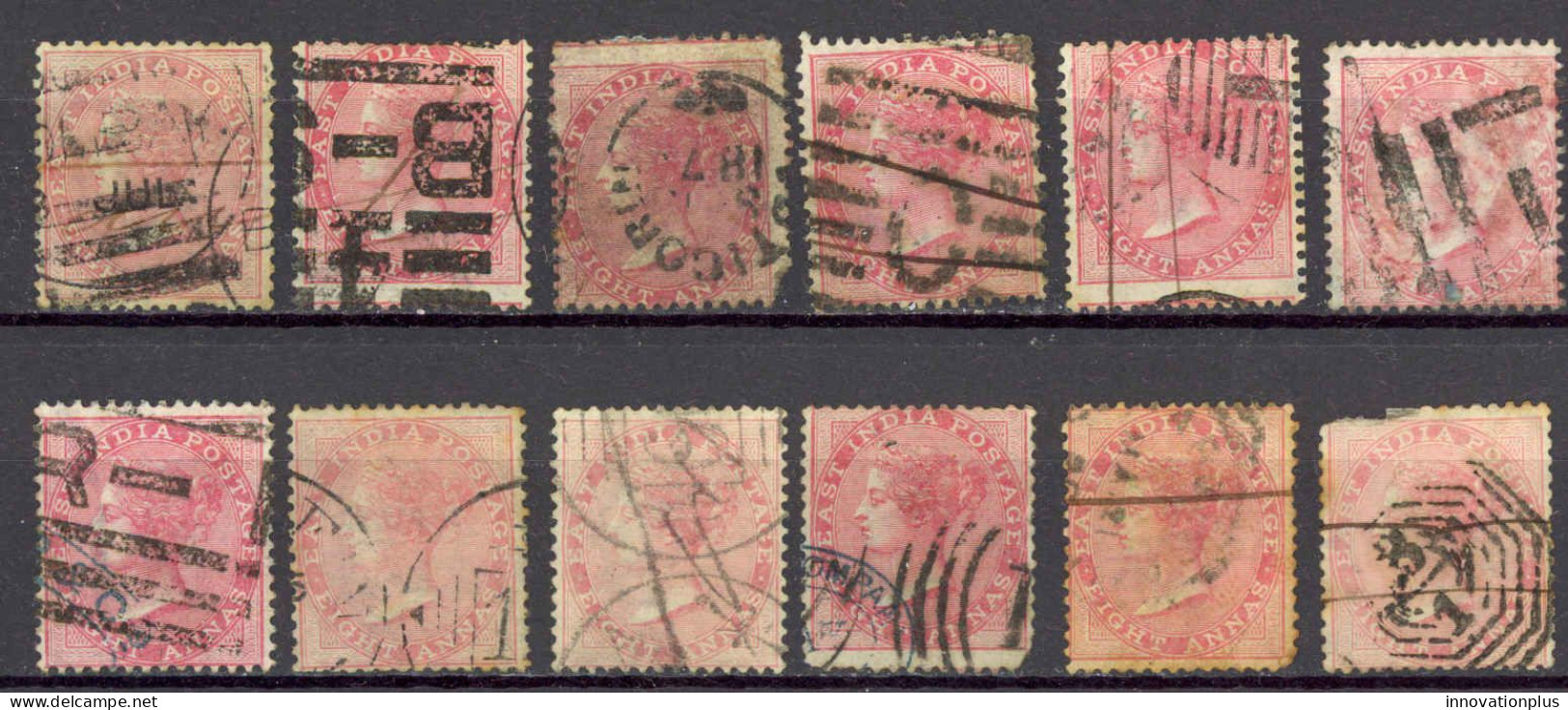 India Sc# 28 Used Lot/12 1868 8a Queen Victoria  - 1858-79 Compagnia Delle Indie E Regno Della Regina