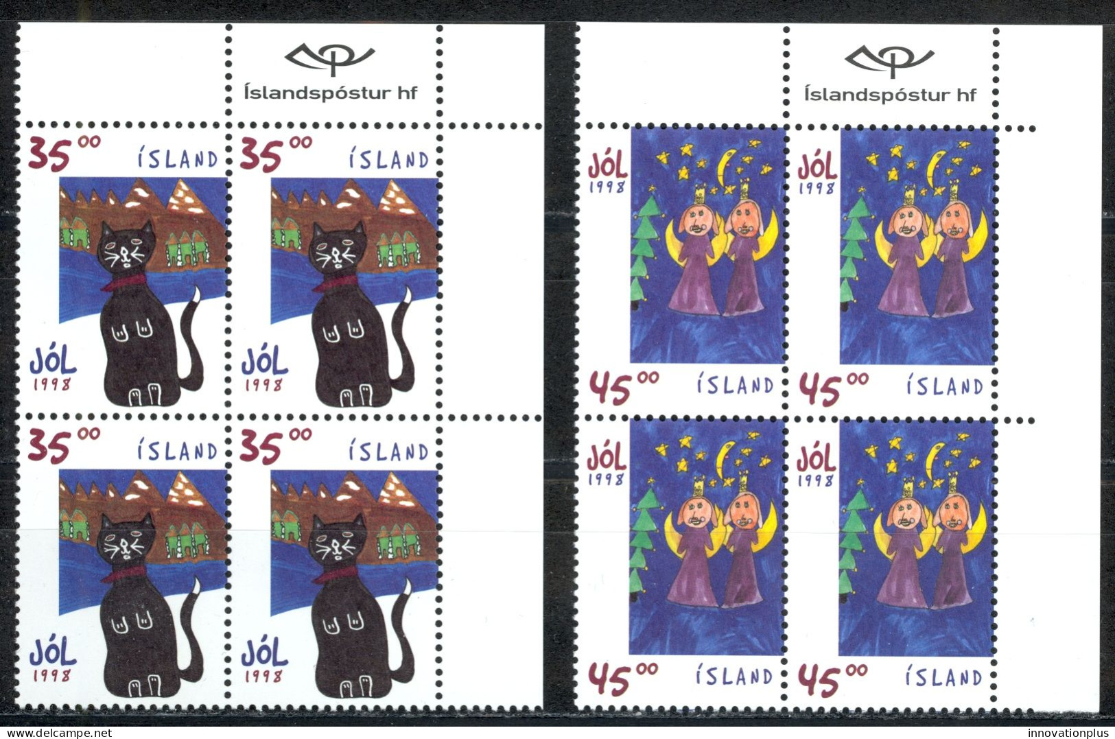 Iceland Sc# 867-868 MNH Block/4 1998 Christmas - Hojas Y Bloques