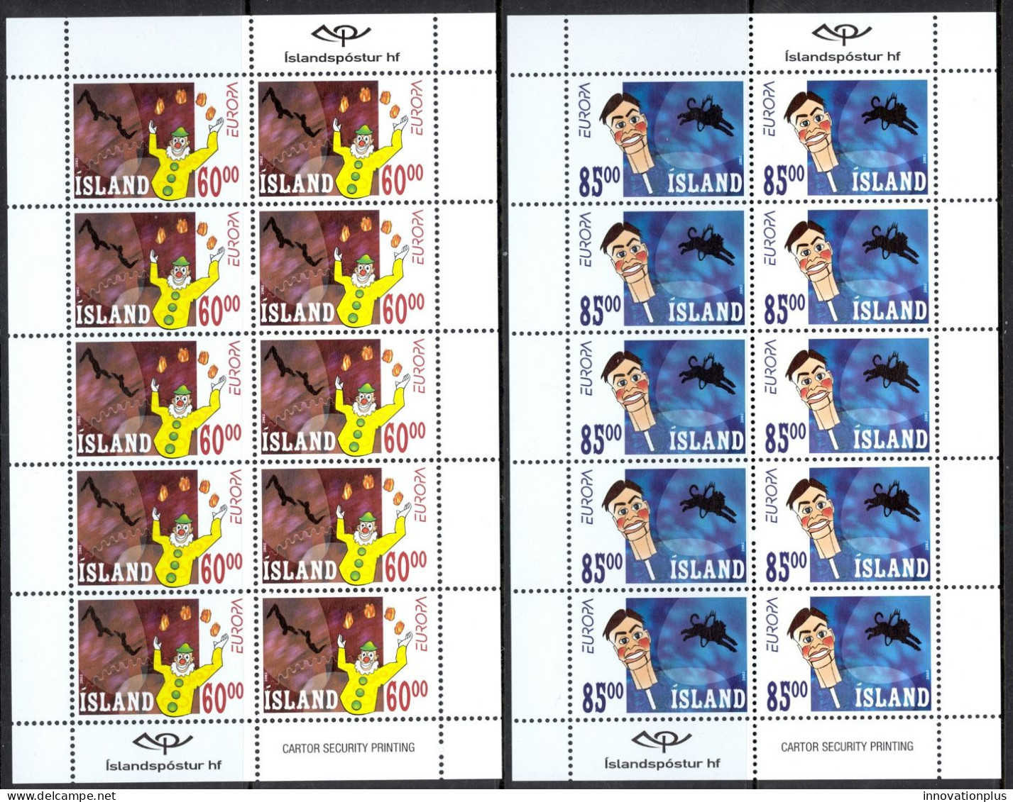 Iceland Sc# 966-967 MNH Pane/10 2002 Europa - Neufs