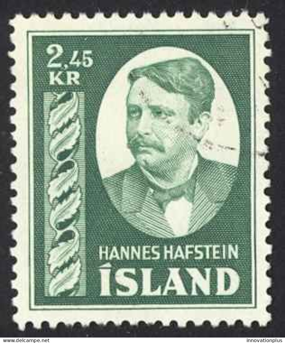 Iceland Sc# 285 Used (a) 1954 2.45k Dark Green Hannes Hafstein - Used Stamps
