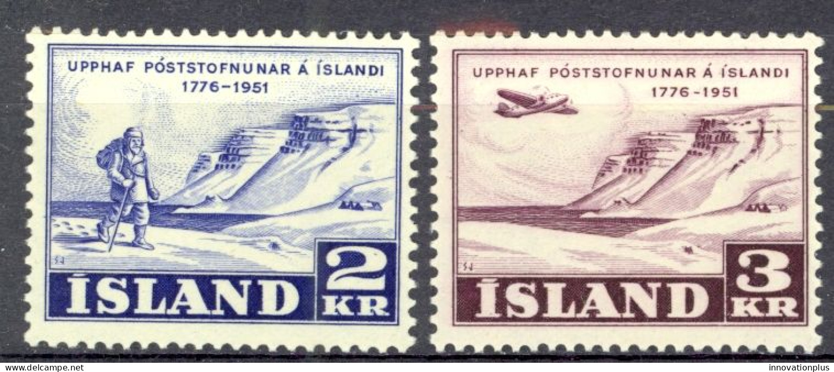 Iceland Sc# 271-272 MH 1951 Postal Service 175th - Unused Stamps