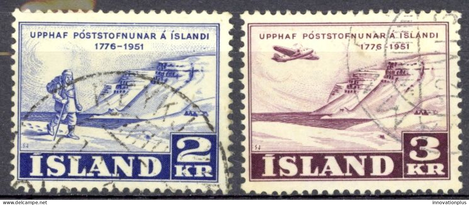 Iceland Sc# 271-272 Used 1951 Postal Service 175th - Usados