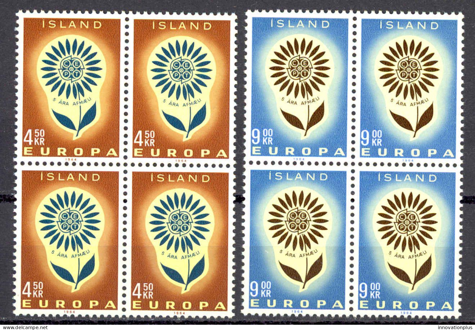 Iceland Sc# 367-368 MNH Block/4 1964 Europa - Neufs