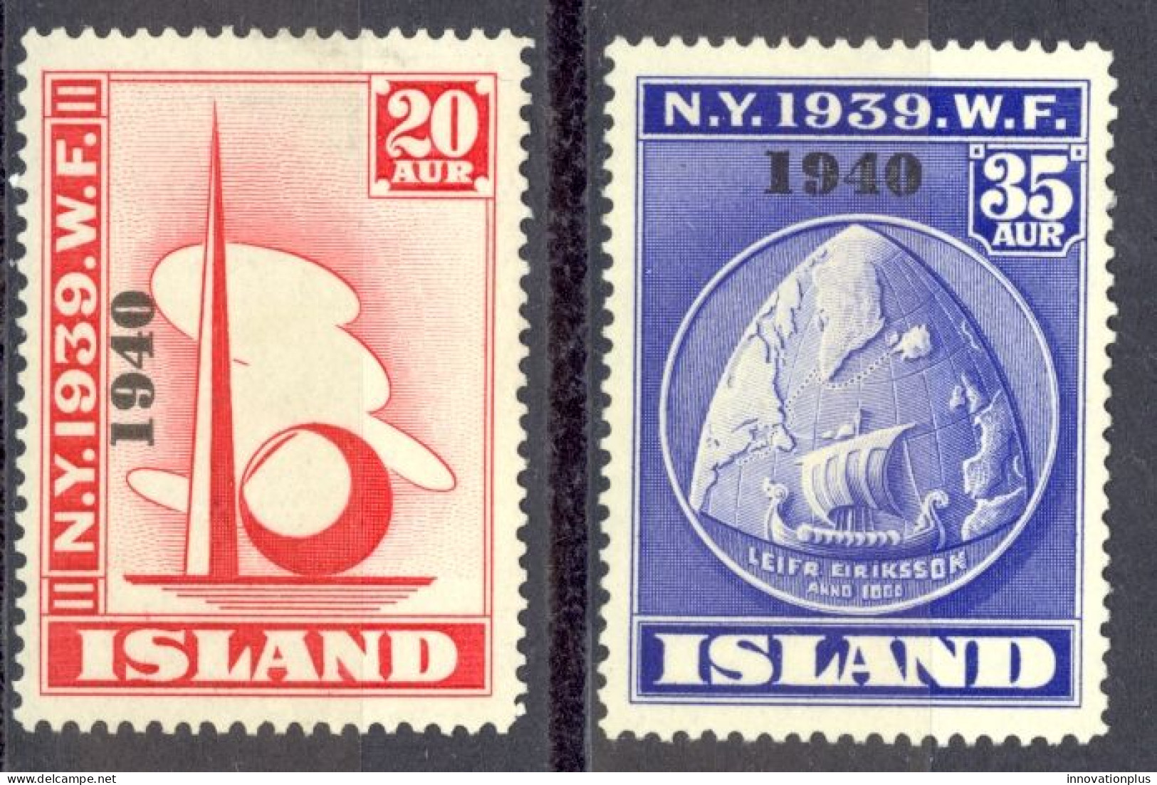 Iceland Sc# 232-233 Mint (no Gum) 1940 Overprints - Unused Stamps