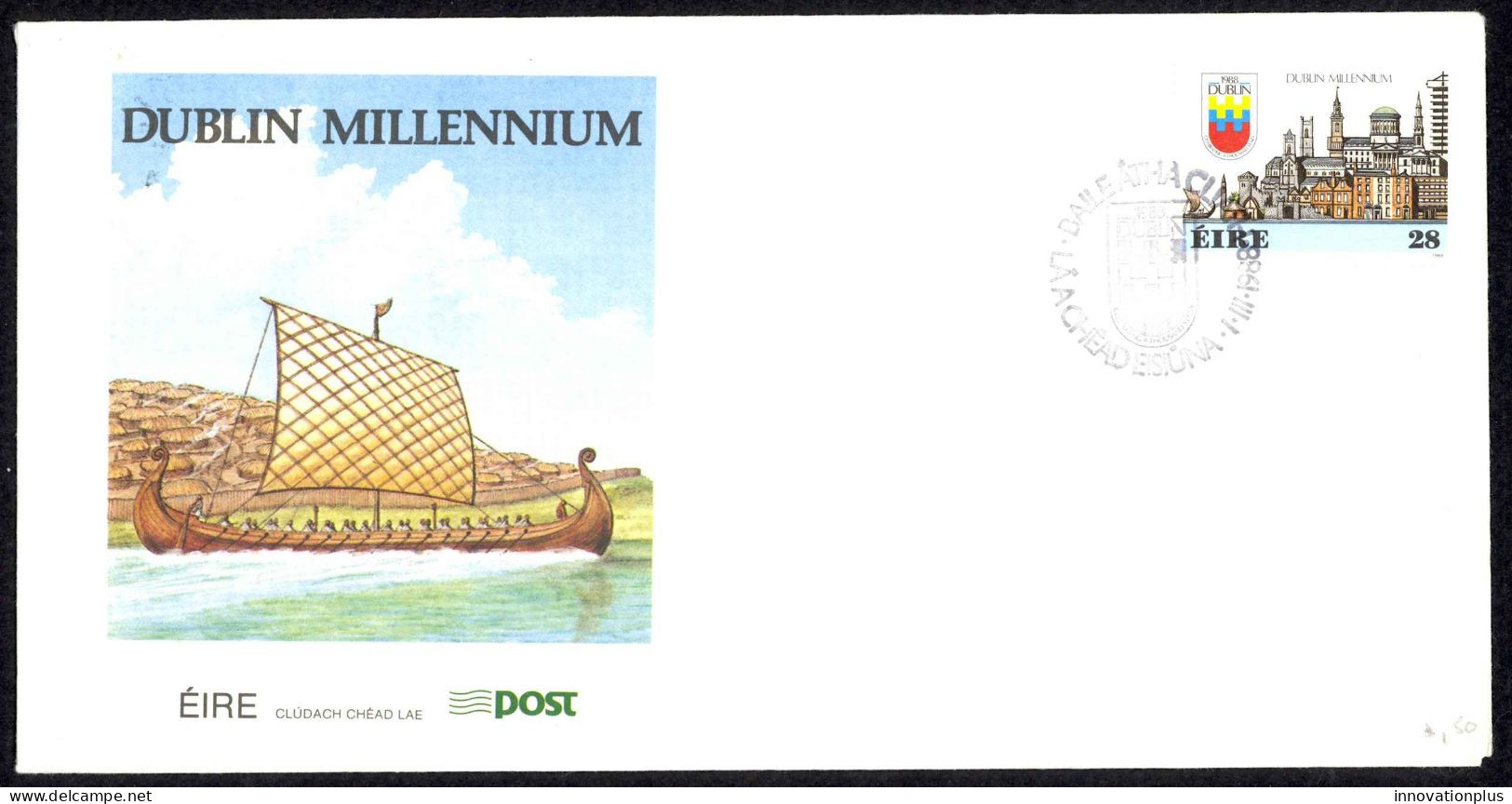Ireland Sc# 708 FDC 1988 3.1 Dublin Millennium - FDC