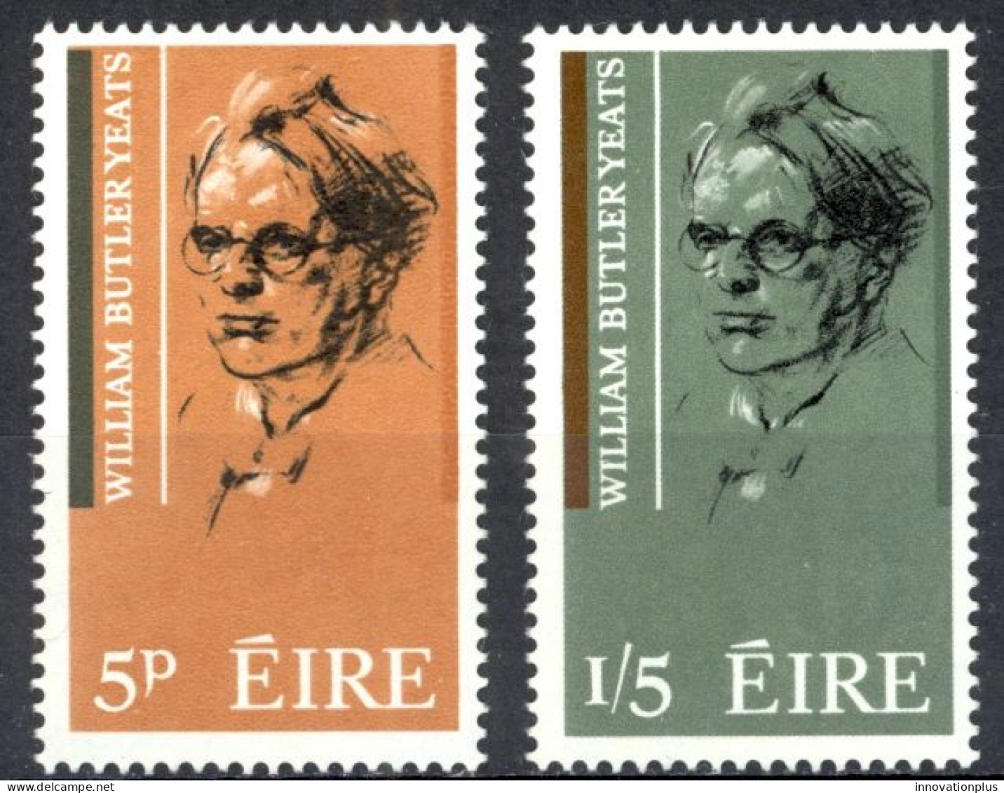 Ireland Sc# 200-201 MH 1965 William Butler Yeats - Nuevos