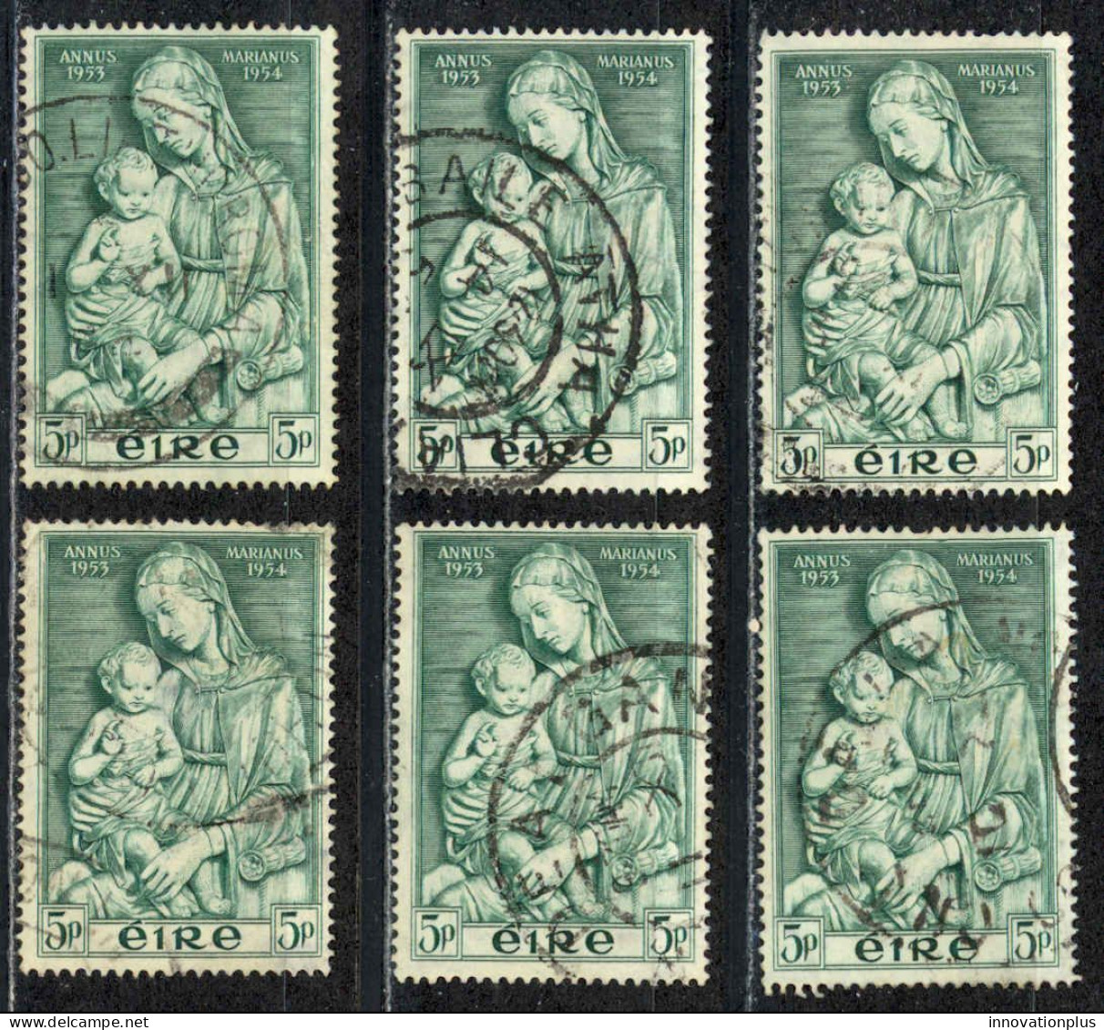 Ireland Sc# 152 Used Lot/6 1954 5p Madonna By Della Robbia - Usati