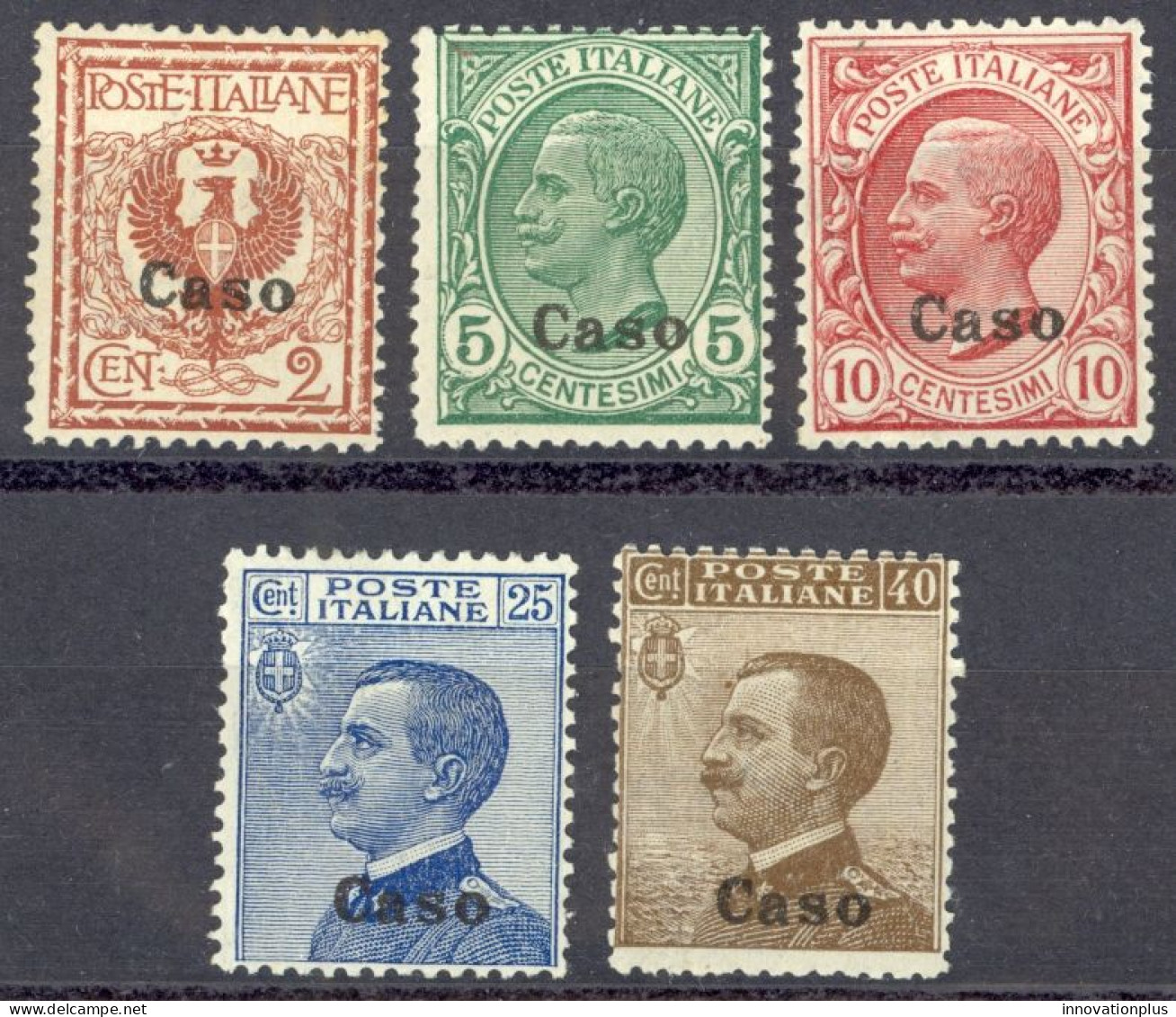 Italy Agean Is.-Caso Sc# 1-7 (Asst.) MH 1912-1921 2c-40c Overprint Definitives - Ägäis (Caso)