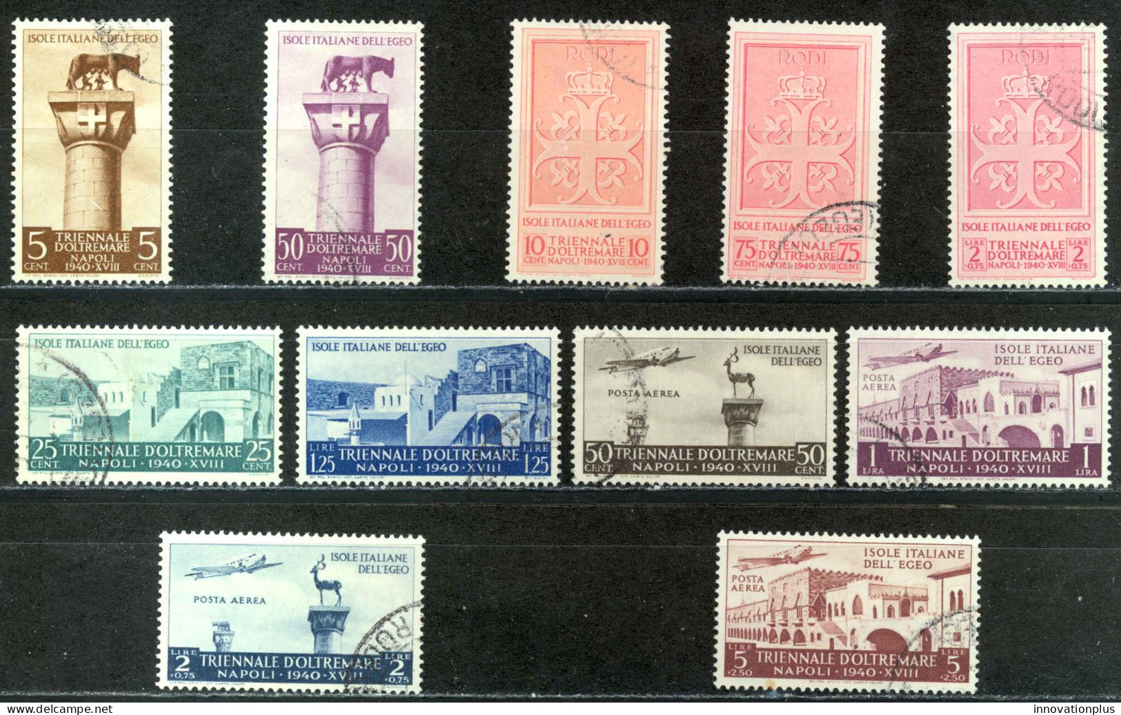 Italy Agean Is. Sc# 59-65, C44-C47 Used 1940 Triennial Overseas Exposition - Egée
