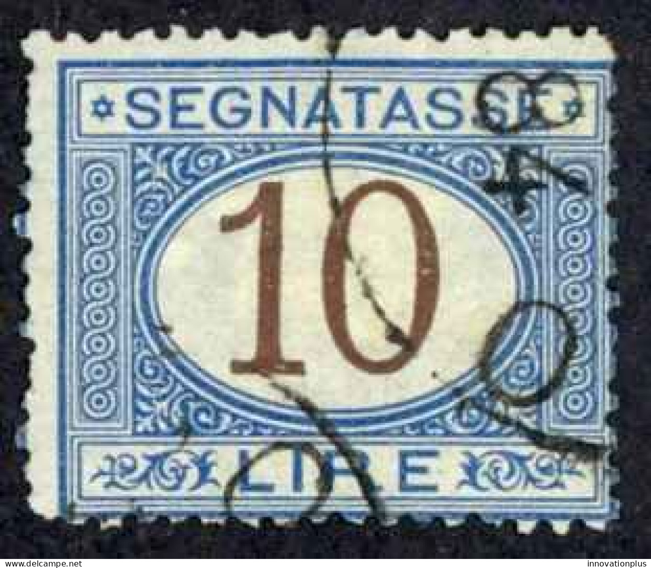 Italy Sc# J19 Used (a) 1874 10l Blue & Brown Postage Due - Portomarken