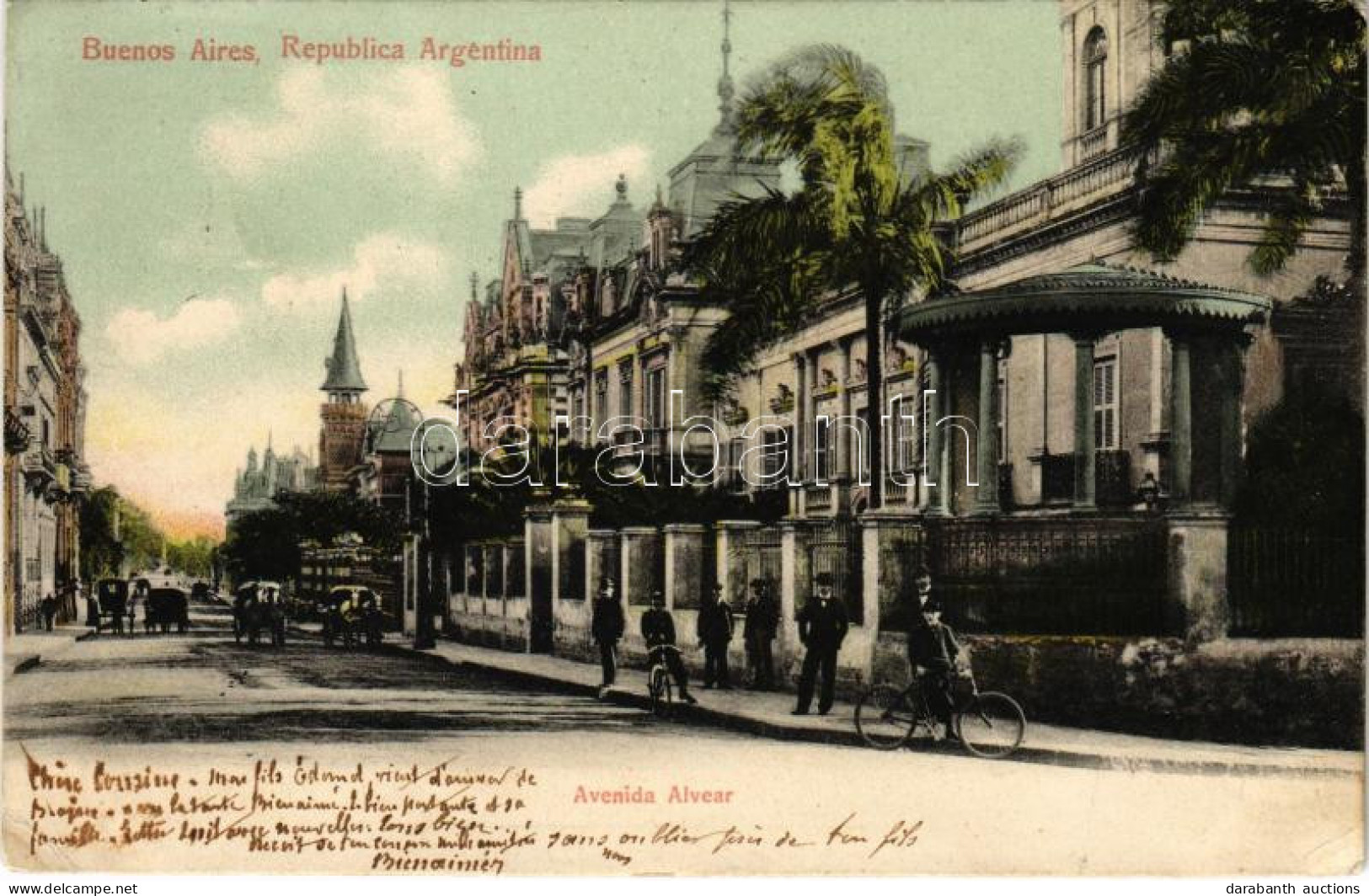 T2/T3 1906 Buenos Aires, Avenida Alvear / Street View, Bicycle (EK) - Non Classés