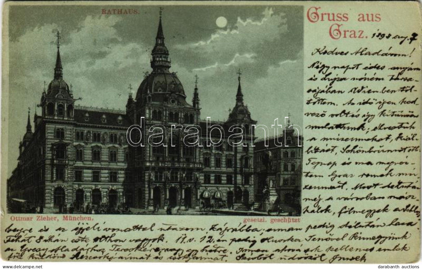 T2/T3 1898 (Vorläufer) Graz (Steiermark), Rathaus / Town Hall. Ottmar Zieher Litho (small Tear) - Non Classés