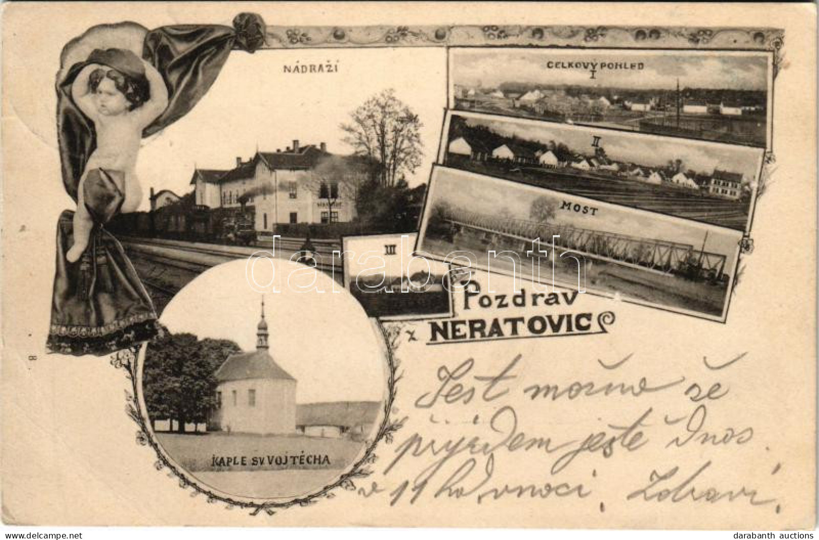 T3 1899 (Vorläufer) Neratovice, Nádrazí, Celkovy Pohled, Most, Kaple Sv. Vojtecha / Railway Station, Locomotive, Train,  - Ohne Zuordnung