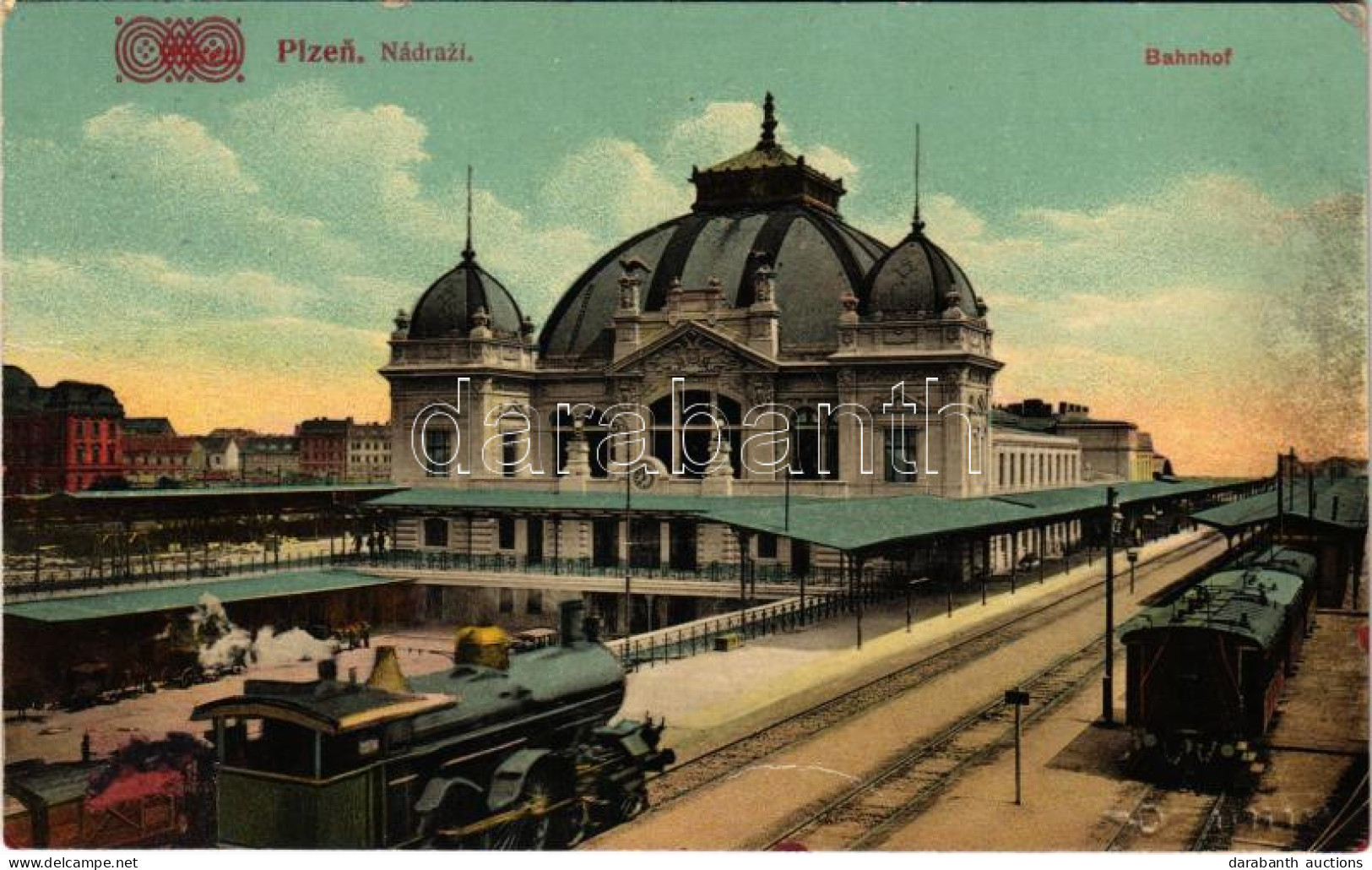 T2/T3 1924 Plzen, Pilsen; Nádrazí / Bahnhof / Railway Station, Locomotive, Train (EK) - Non Classés