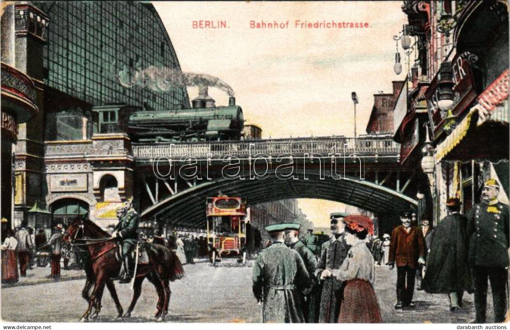 T2/T3 1911 Berlin, Bahnhof Friedrichstrasse / Railway Station, Elevated Railway, Locomotive, Train, Double-decker Autobu - Ohne Zuordnung