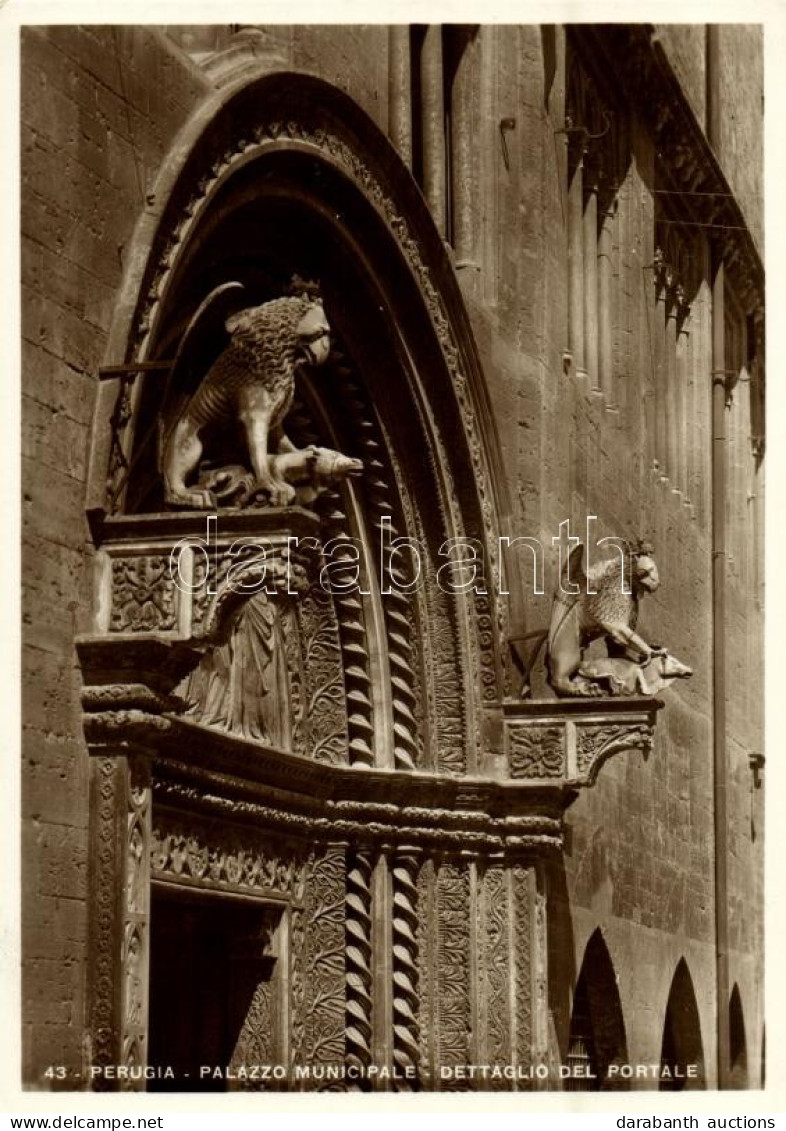 ** T1 Perugia, Palazzo Municipale, Dettaglio Del Portale / Palace, Town Hall, Portal (15,1 Cm X 10,6 Cm) - Non Classificati