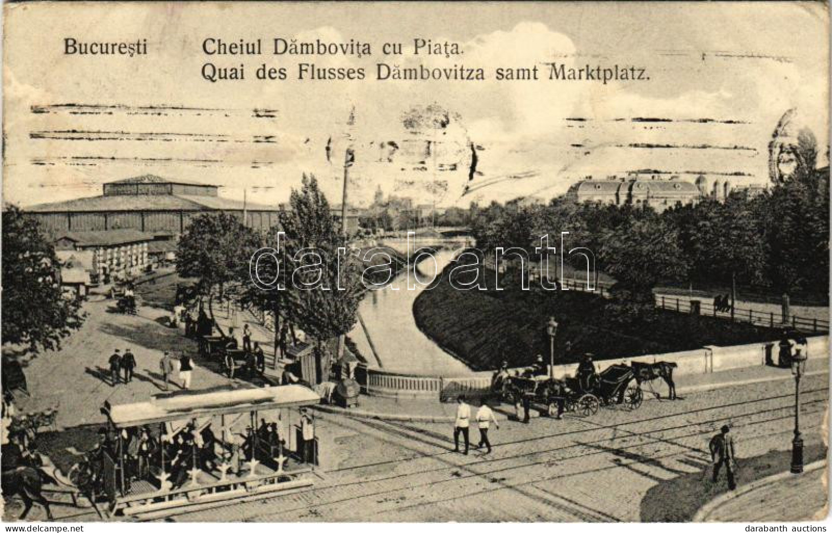 T2/T3 1911 Bucharest, Bukarest, Bucuresti, Bucuresci; Cheiul Dambovita Cu Piata / Quai Des Flusses Dambovitza Samt Markt - Non Classés