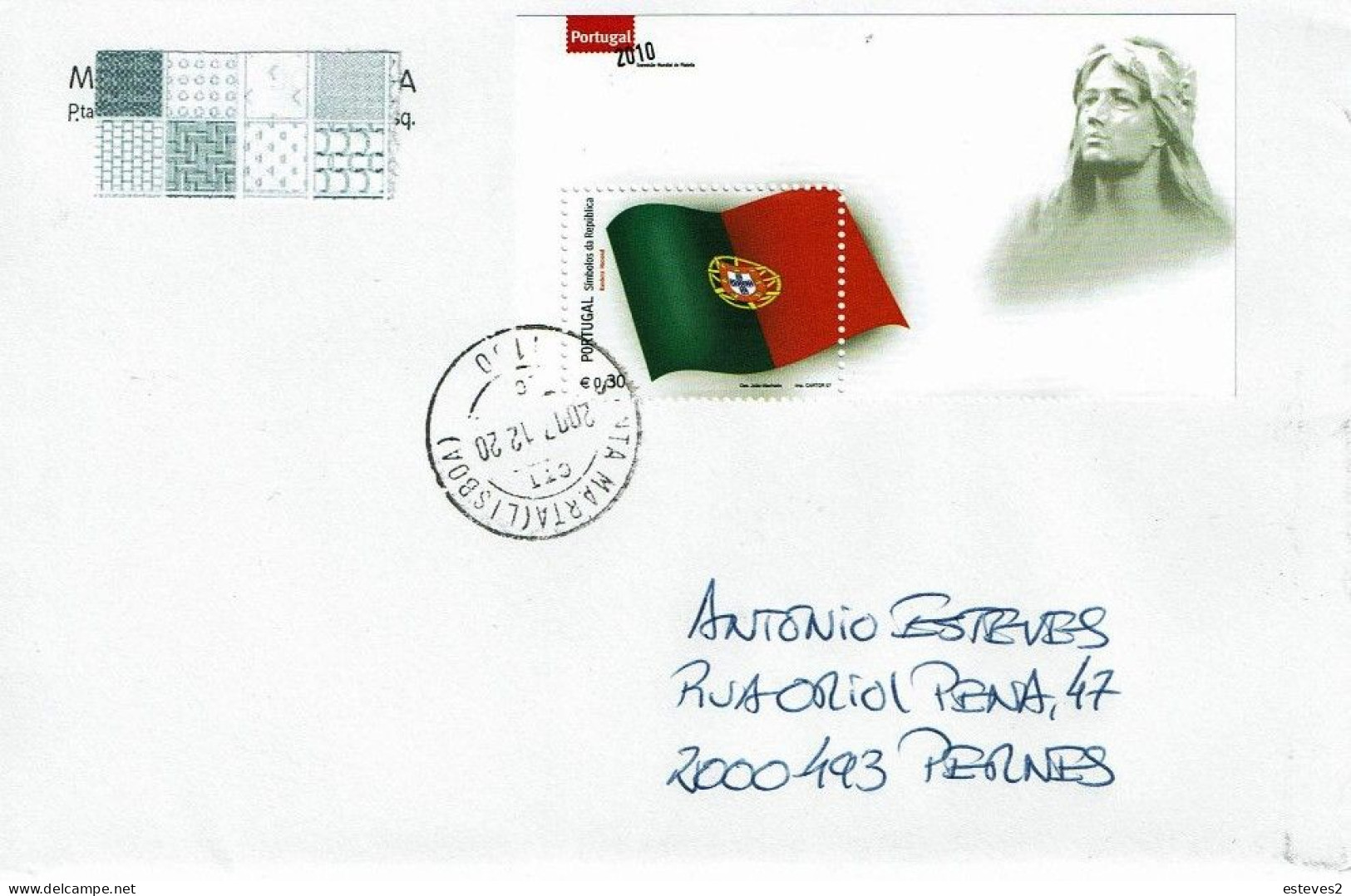 Portugal , 2007 , Flag , Drapeau , Postmark Santa Marta Lisboa - Sobres