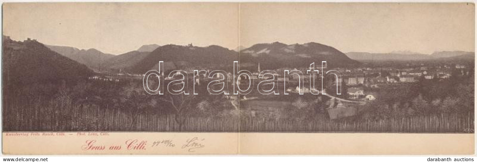 T2/T3 1899 (Vorläufer) Celje, Cilli; 2-tiled Folding Panoramacard. Kunstverlag Fritz Rasch. Phot. Lenz (EK) - Ohne Zuordnung