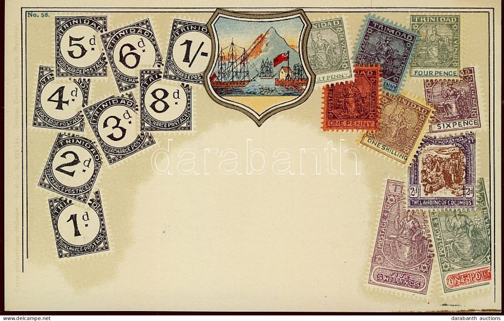 ** T2 Stamps Of Trinidad, Golden Decoration, Litho - Ohne Zuordnung