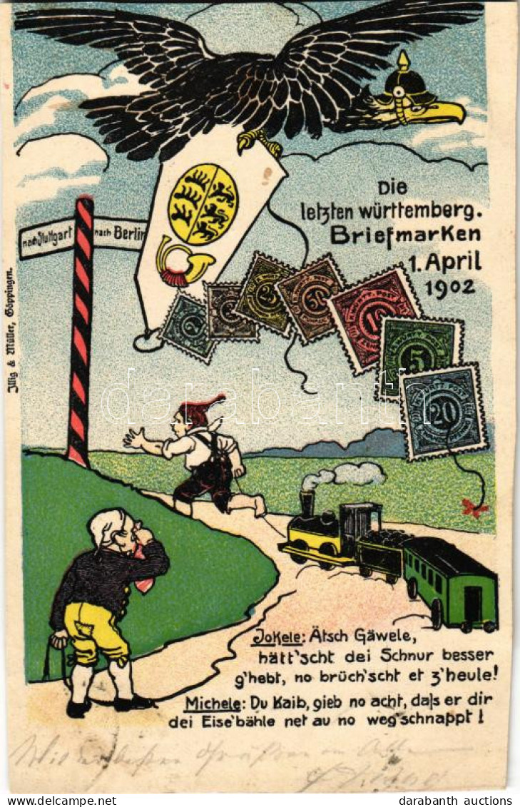 T4 1902 Die Letzten Württemberg. Briefmarken 1. April 1902 / A Württembergi Királyság Utolsó Bélyege, Ezután A Német Bir - Sin Clasificación