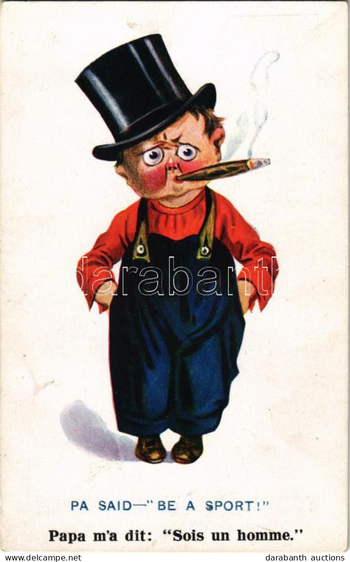* T2/T3 Pa Said "Be A Sport!" / Children Art Postcard, Humour, Cigar Smoking. Inter-Art Co. No. 789. (EK) - Non Classés