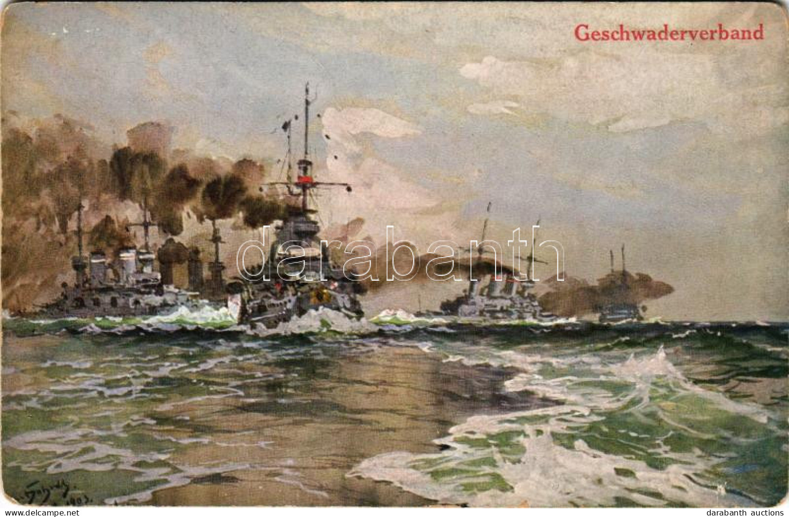 ** T2/T3 Geschwaderverband Kaiserliche Marine. Wohlgemuth & Lissner Primus-Postkarte "Unsere Marine" No. 876. / German N - Unclassified