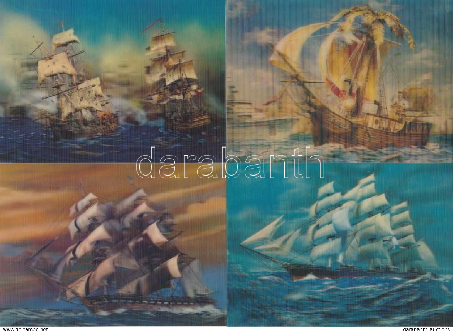 ** 4 Db MODERN 3D Dimenziós Motívum Képeslap Hajókkal / 4 Modern Dimensional (3D) Motive Postcards With Vessels, Sailing - Sin Clasificación