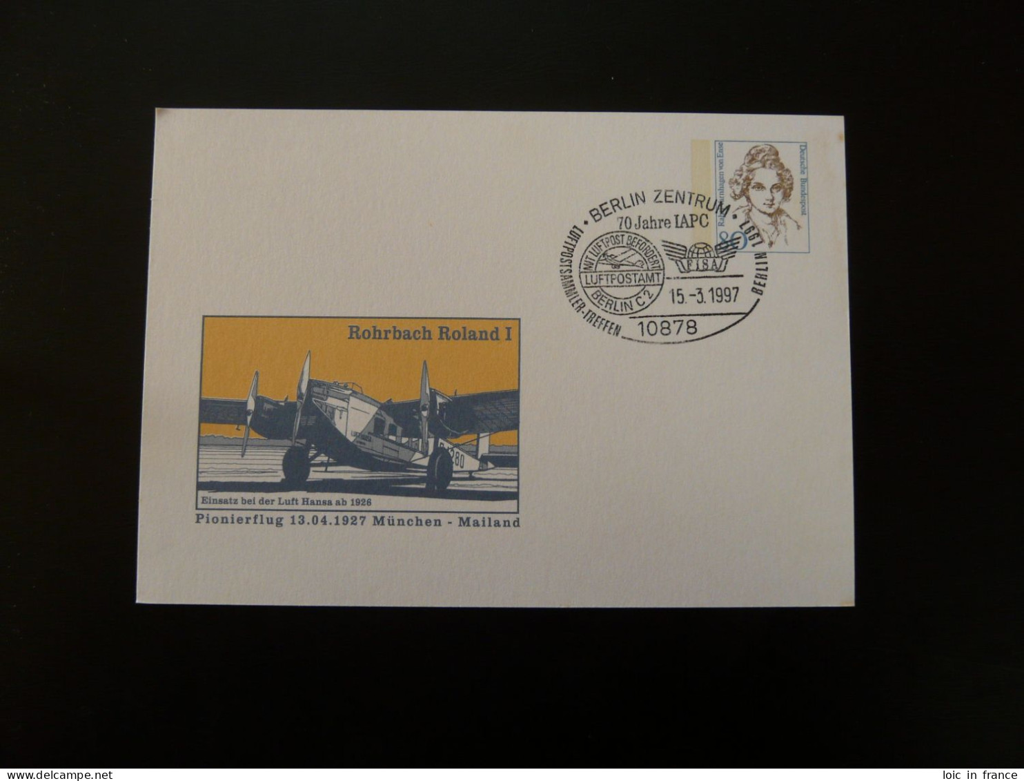 Entier Postal Stationery Card Aviation First Flight Lufthansa Munchen Milano 1997 - Postales Ilustrados - Usados