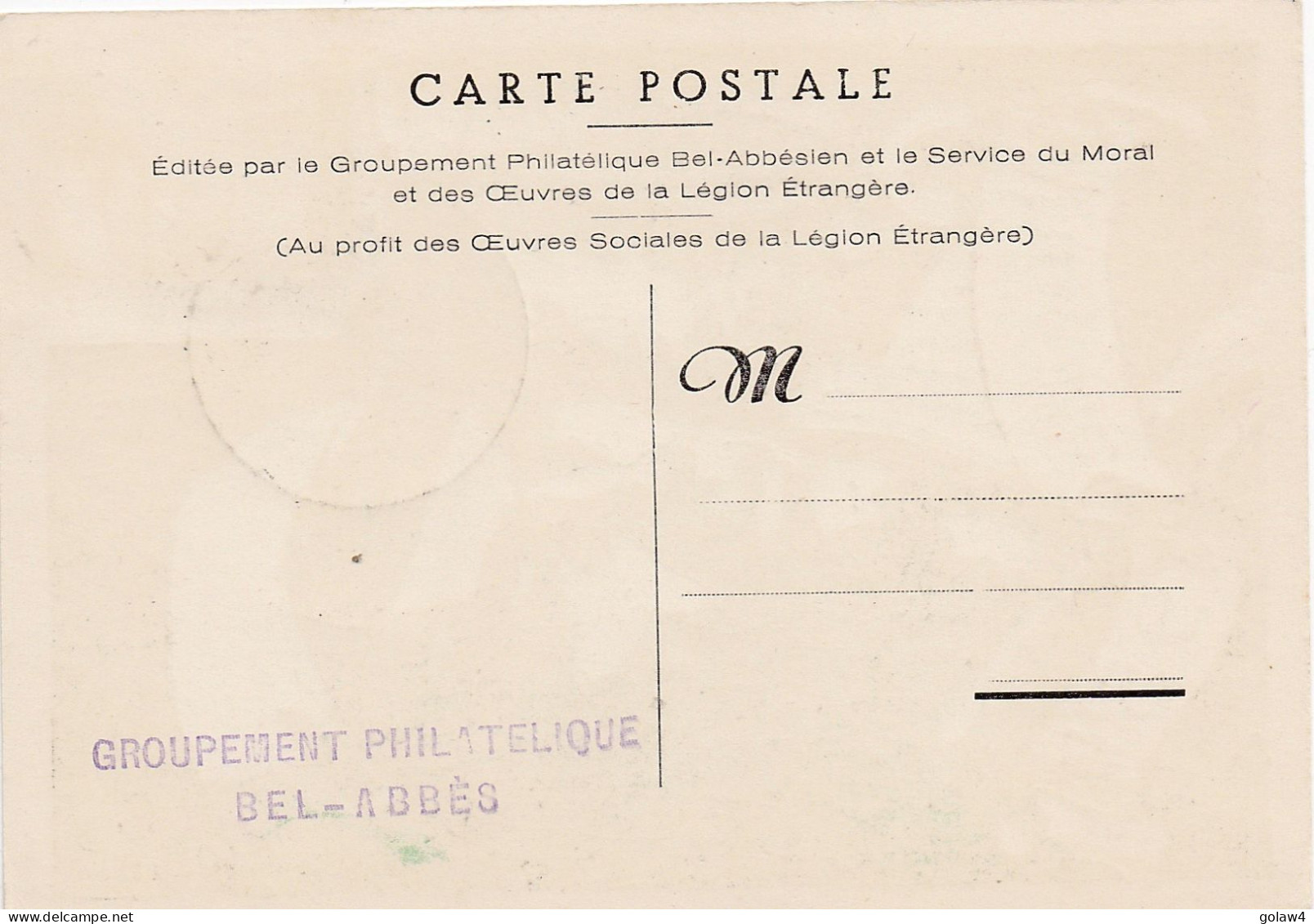 35656# ALGERIE N° 312 CARTE POSTALE LA LEGION ETRANGERE CAMERONE SIDI BEL ABBES 30 AVRIL 1954 FDC PREMIER JOUR EMISSION - FDC