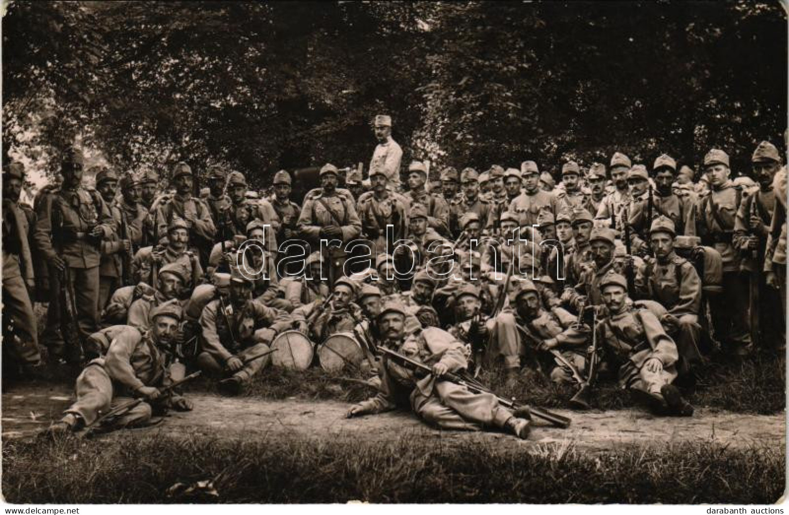 ** T2/T3 Első Világháborús Osztrák-magyar Katonák Csoportképe / WWI K.u.k. Military Group Photo, Austro-Hungarian Soldie - Unclassified
