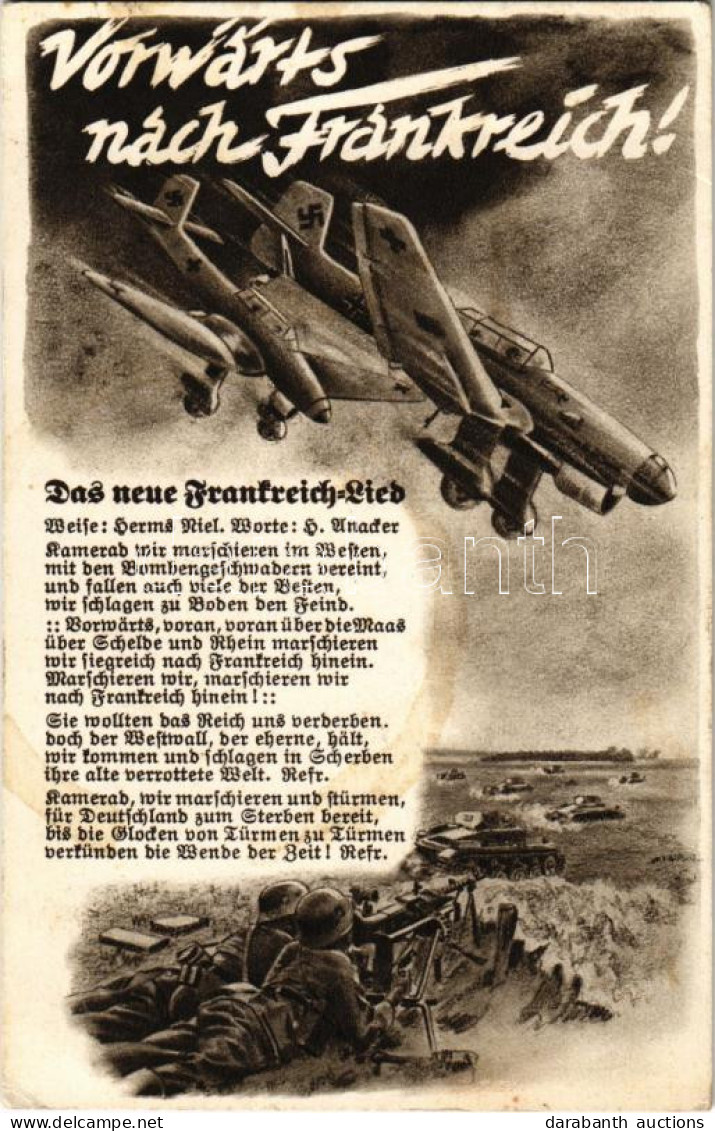 T2/T3 1941 Vorwärts Näch Fränkreich! Das Neue Frankreich Lied. Nur Zu Beziehen Vom Postkarten-Grossvertrieb Martin Groot - Unclassified