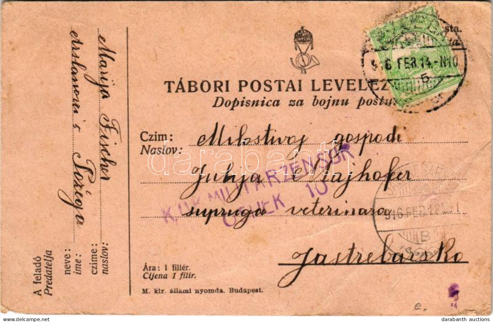 T4 1916 Tábori Postai Levelezőlap / Feldpostkarte / WWI Austro-Hungarian K.u.K. Military Field Post + "K.U.K. MILITÄRZEN - Non Classificati