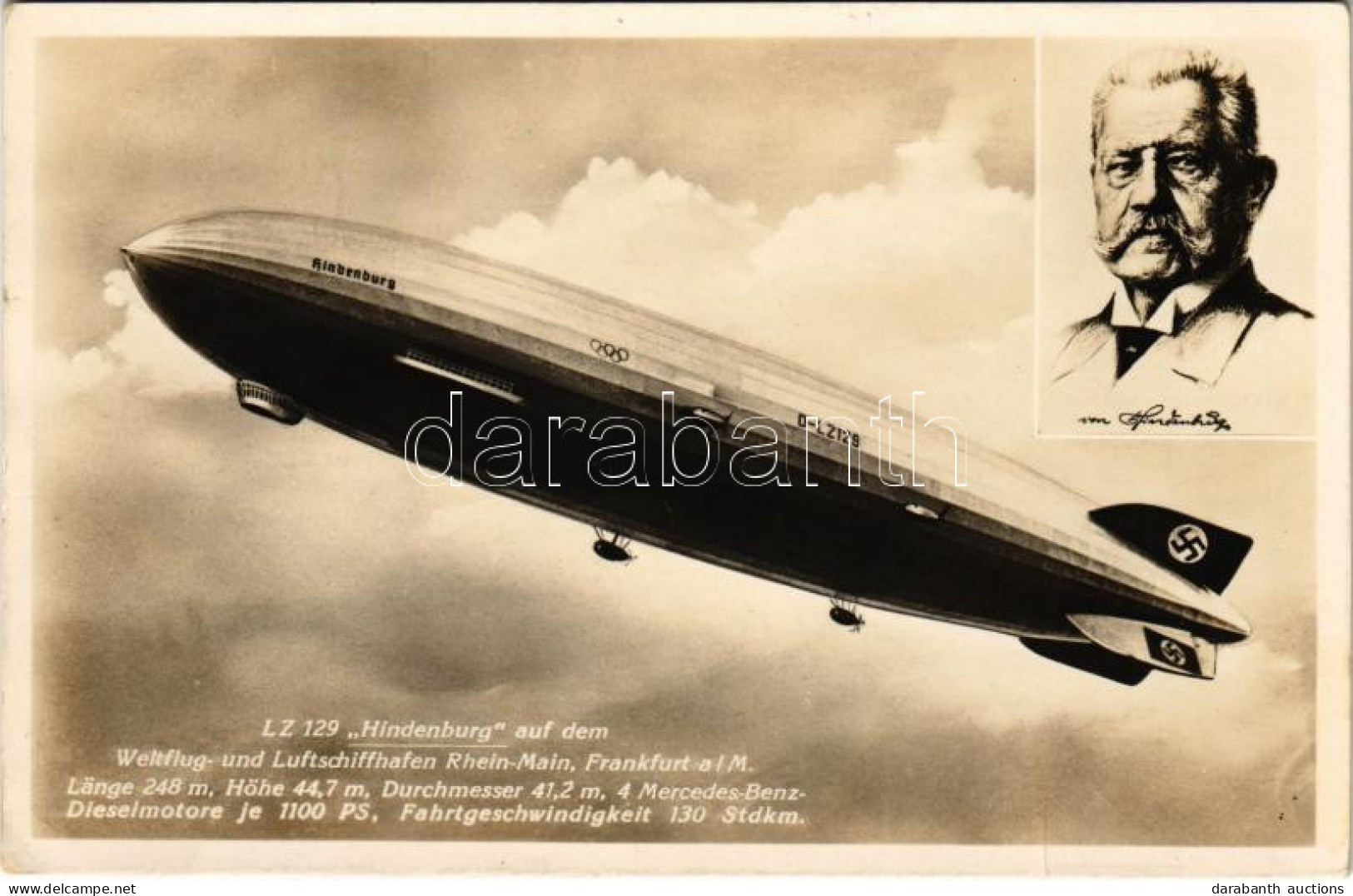 * T2/T3 LZ 129 Zeppelin-Luftschiff Hindenburg / German Airship With Swastika (EK) - Non Classés