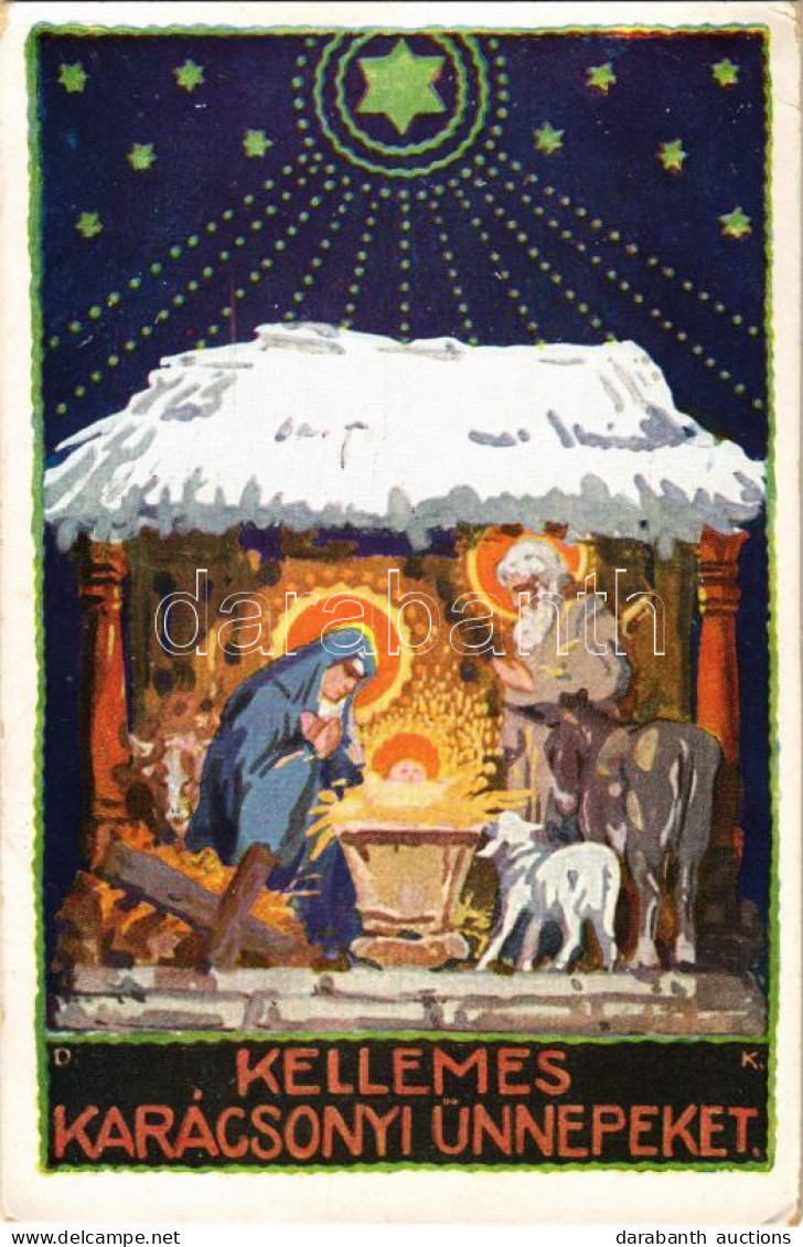 T2/T3 1930 Kellemes Karácsonyi Ünnepeket! Magyar Művész Képeslap / Hungarian Christmas Art Postcard S: D. K. (EK) - Unclassified