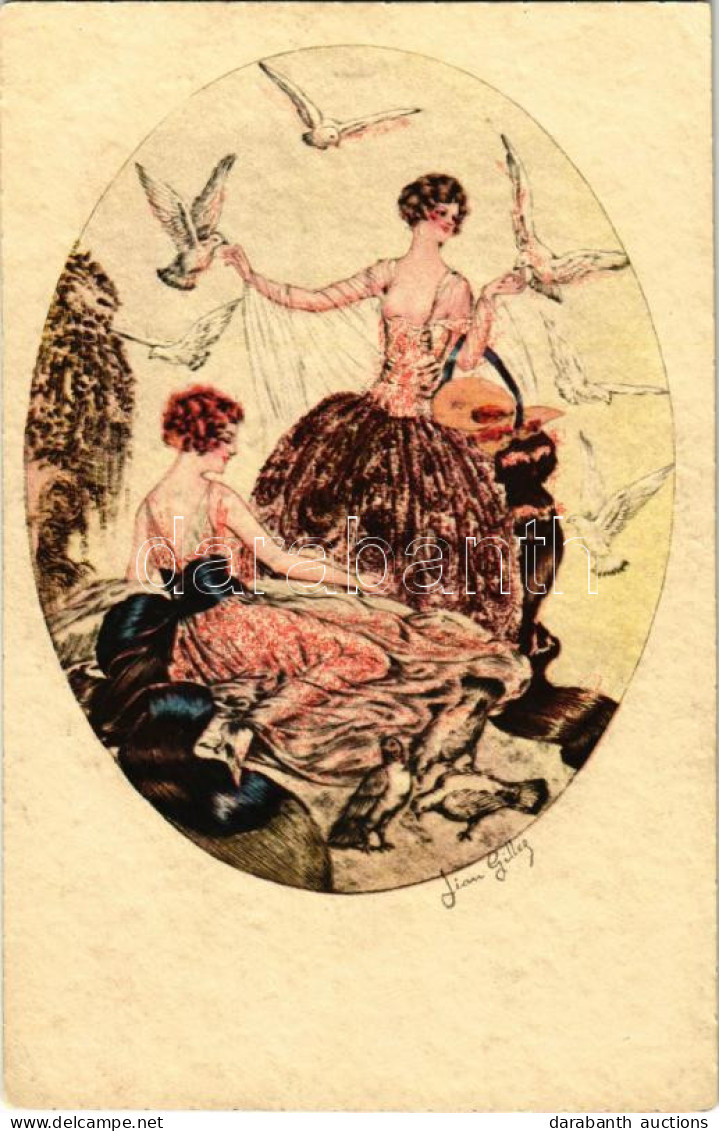 ** T2/T3 Hölgyek és Madarak, Finoman Erotikus Művészlap / Ladies With Birds, Gently Erotic Art Postcard S: Jean Gilles ( - Unclassified