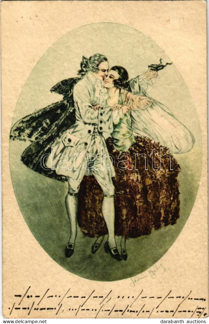 T2 1927 Lady Art Postcard, Romantic Couple. Italien. Gravur 1961. S: Jean Gilles - Sin Clasificación