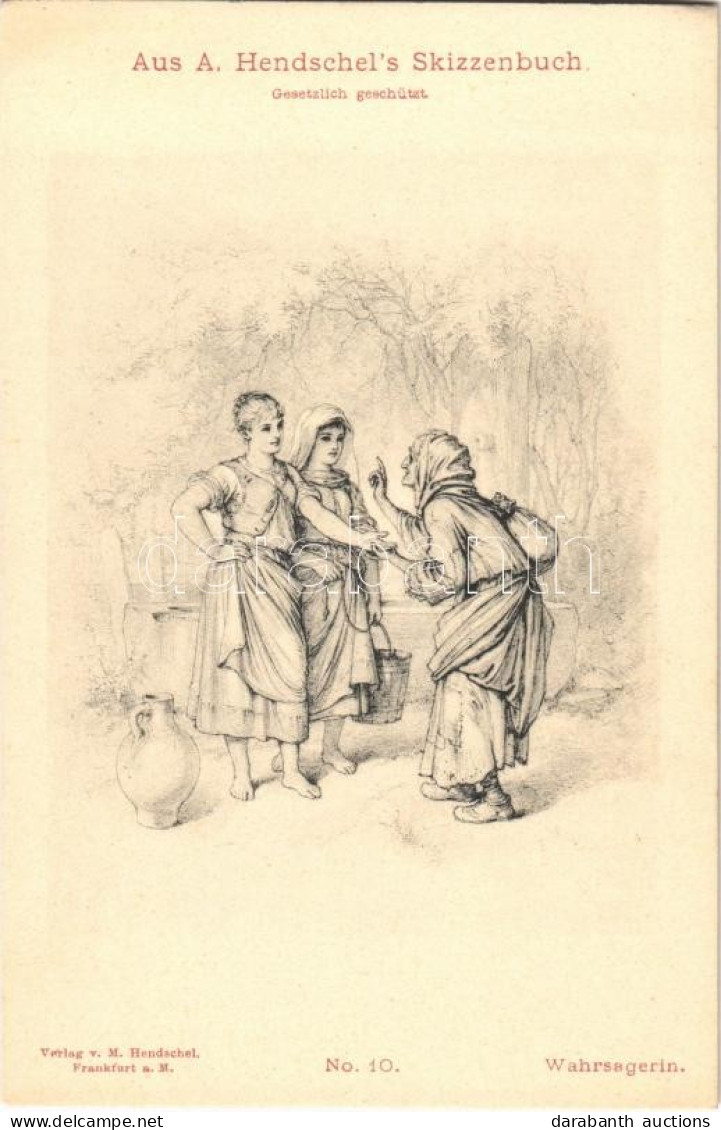 ** T1 Wahrsagerin, Aus A. Hendschel's Skizzenbuch No. 10., Verlag V. M. Hendschel / Fortuneteller - Non Classés