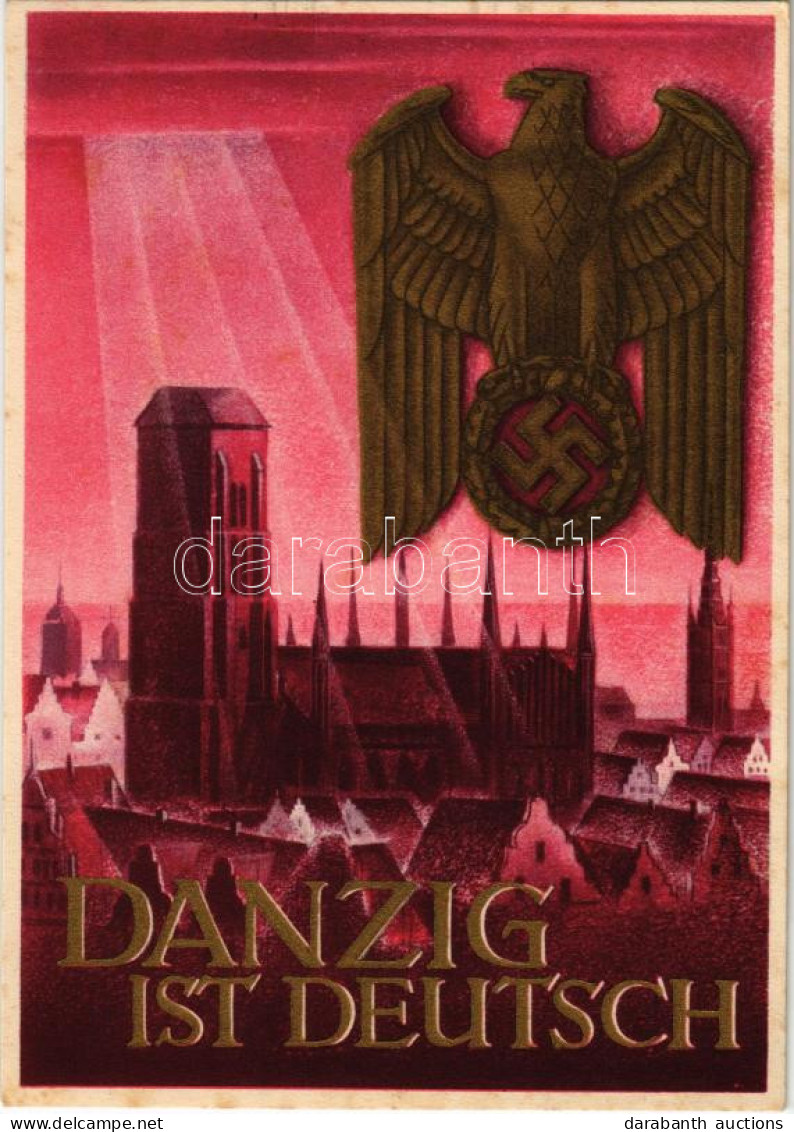 ** T2/T3 Danzig Ist Deutsch! / "Gdansk Is German!" WWII NSDAP German Nazi Party Propaganda Art Postcard, Swastika. 6+4 G - Sin Clasificación