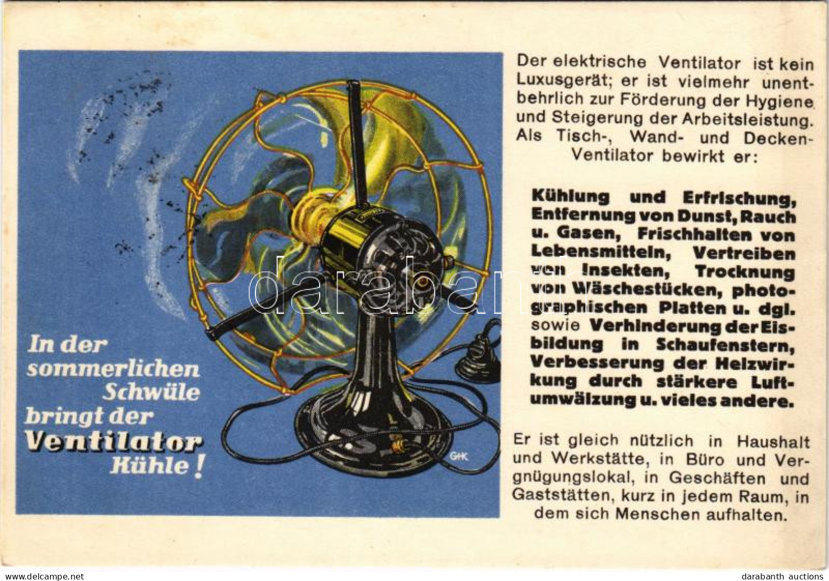 * T3 1933 In Der Sommerlichen Schwüle Bringt Der Ventilator! / Német Ventilátor Reklám / Gernam Fan Advertisement + "Der - Unclassified